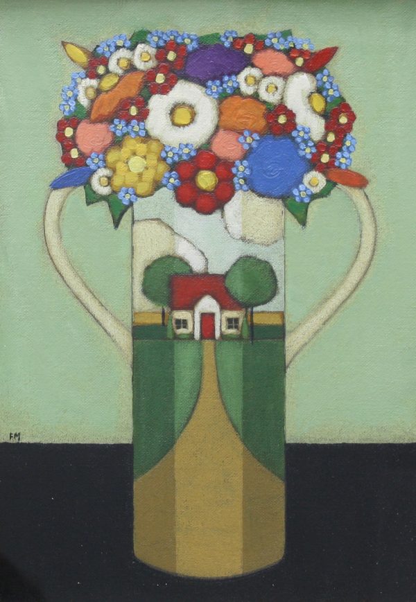 contemporary painting of wildflowers in a vase