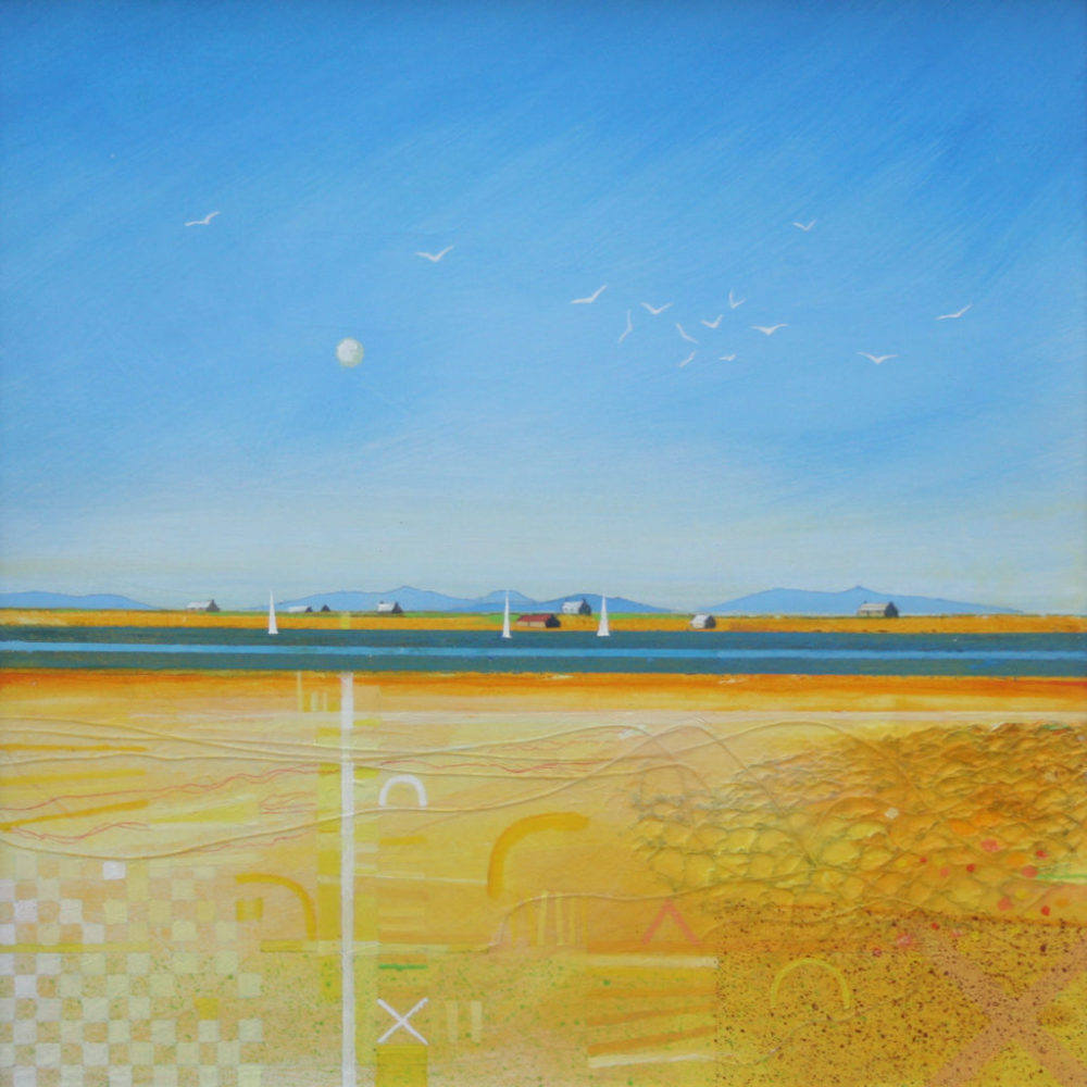 contemporary painting of beach in scotland
