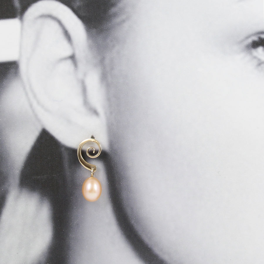 9ct Gold Morganite and South Sea Pearl Earrings  KAVALRI