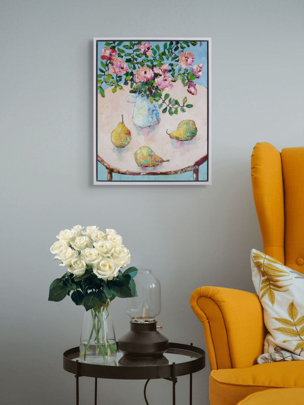 Pears and Pink Roses 7