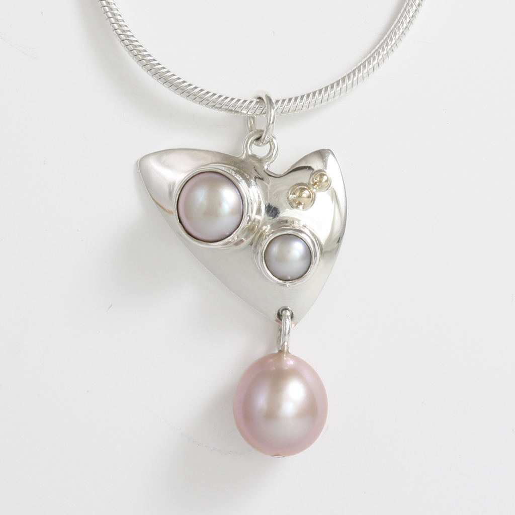 Silver, Gold, White and Pink Pearl Necklace