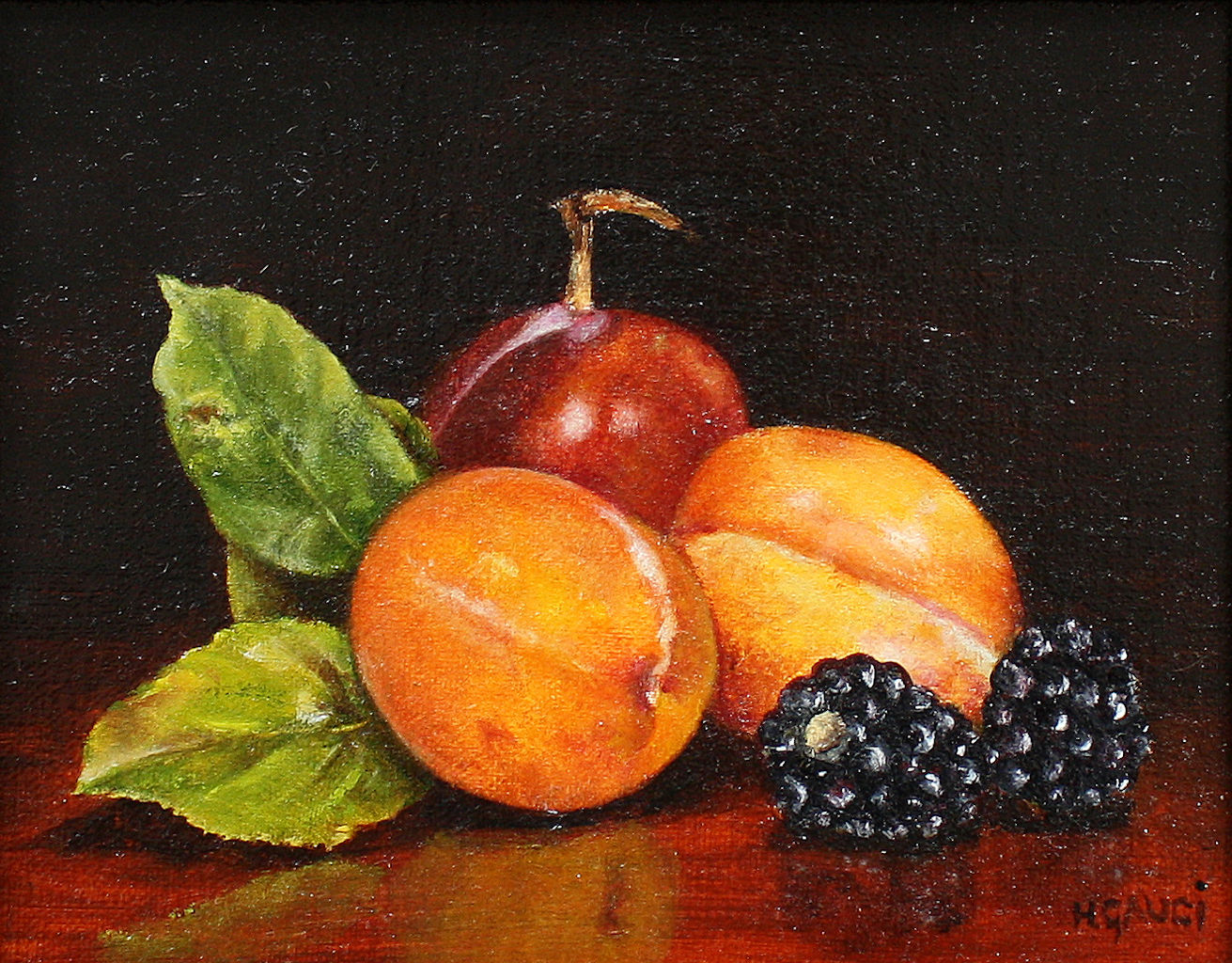 Golden Plums and Blackberries by Hilary Gauci