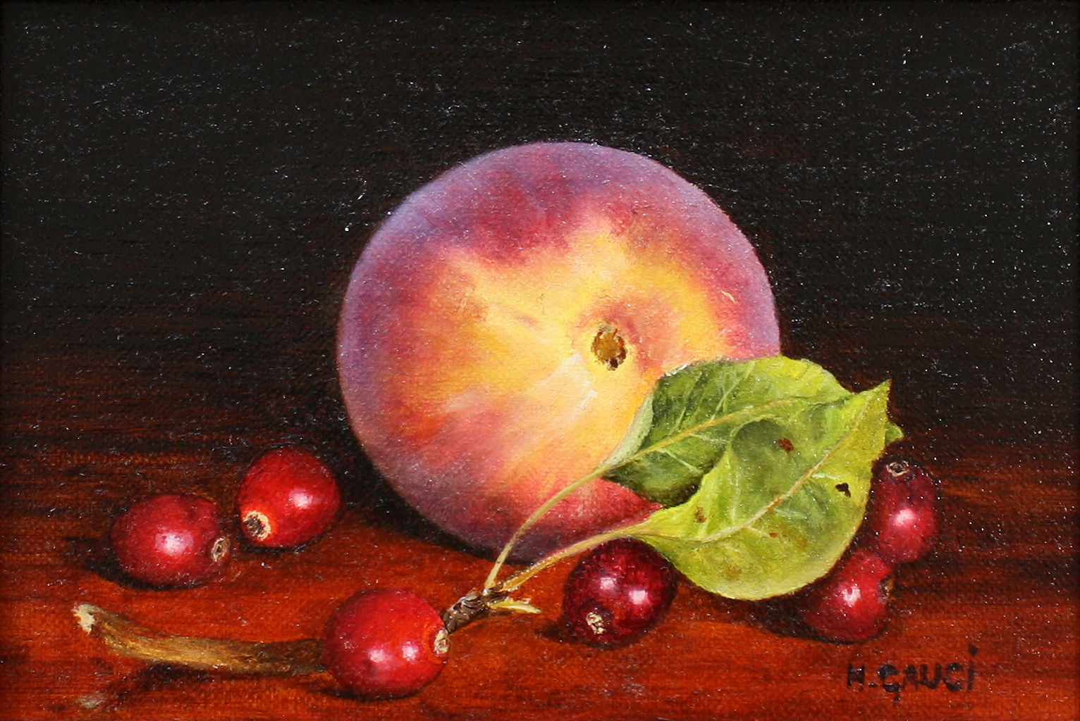 Peach and Cranberries by Hilary Gauci