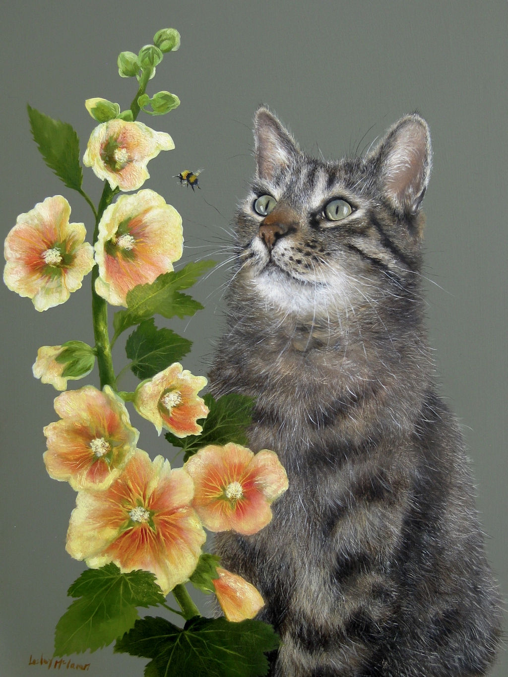 Hovering over the Hollyhock by Lesley McLaren