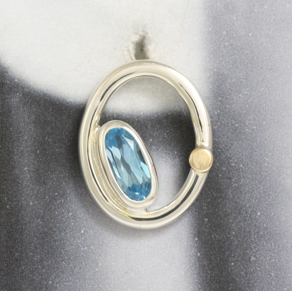 Silver, Gold and Blue Topaz Earrings