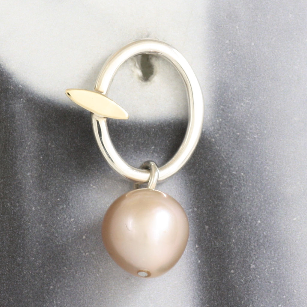 Silver, Gold and Pink Pearl Earrings