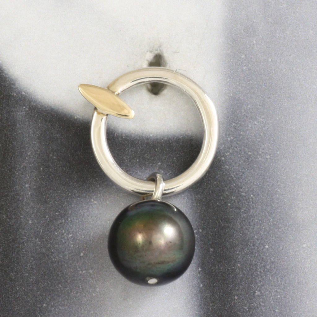 Silver, Gold and Black Pearl Earrings