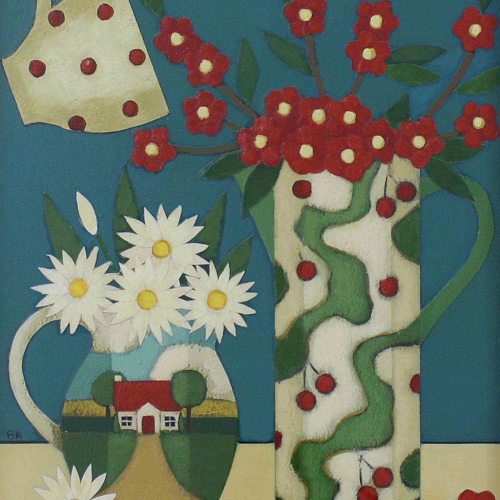 Flowering Quince and Daisies by Fiona Shackleton Millar