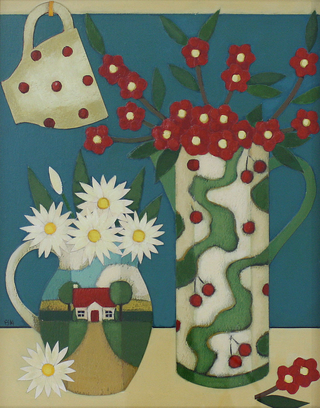 Flowering Quince and Daisies by Fiona Shackleton Millar