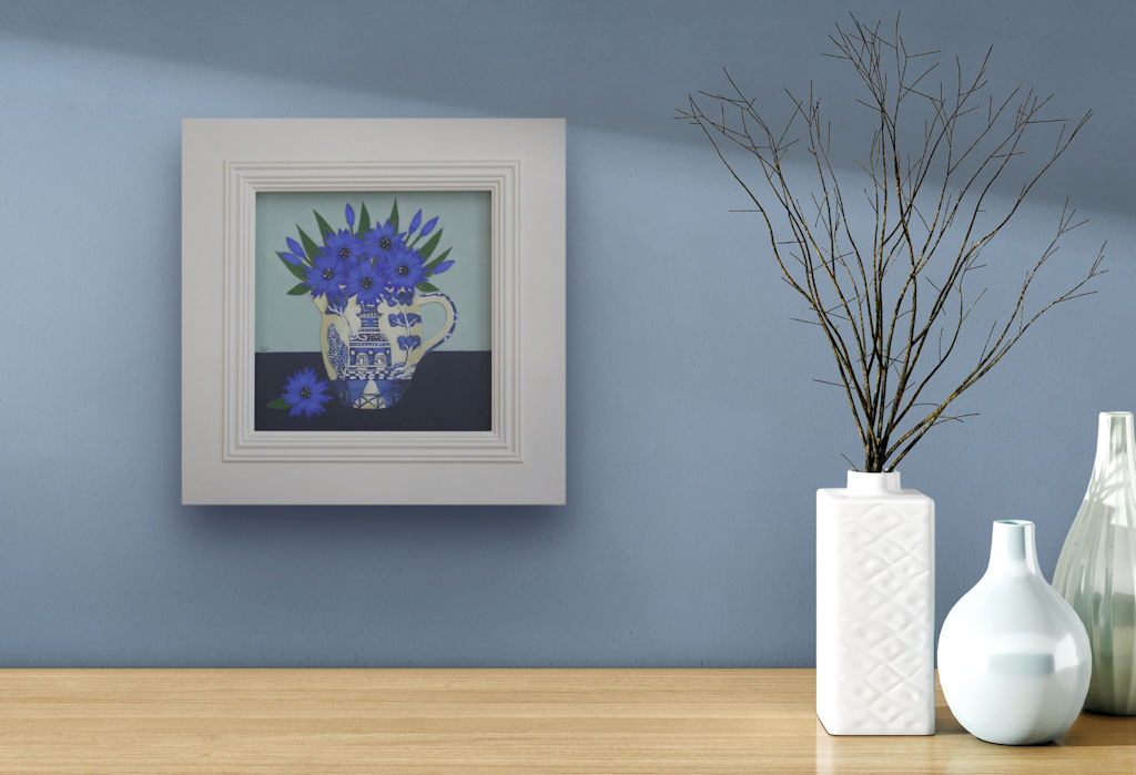 Cornflowers in a Willow Pattern Jug by Fiona Shackleton Millar - Image 2